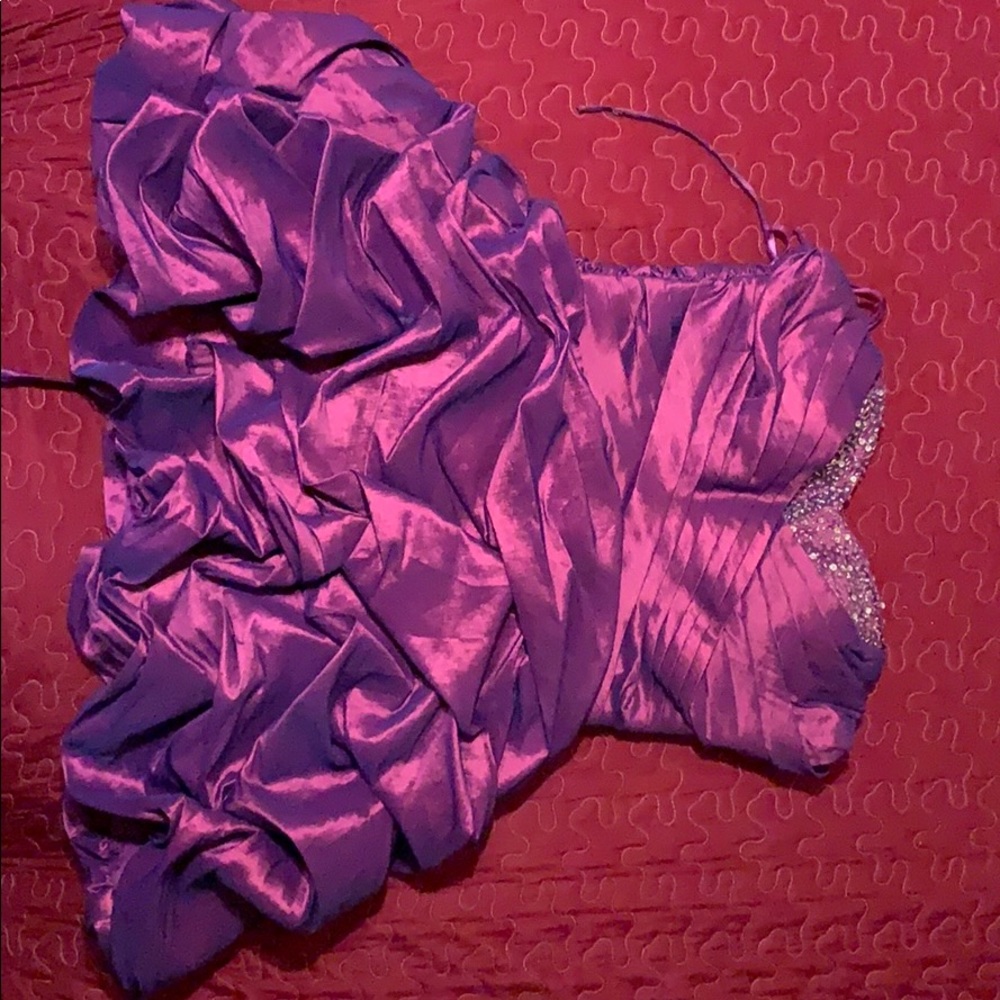 Purple beaded strapless dress